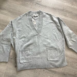 LOFT Heather Gray V-Neck Women's Sweater